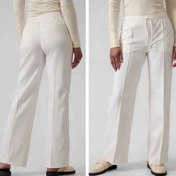 Athleta Endeavor High Rise Relaxed Ivory Athleisure Casual Athletic Pants Sz SP - Picture 1 of 11